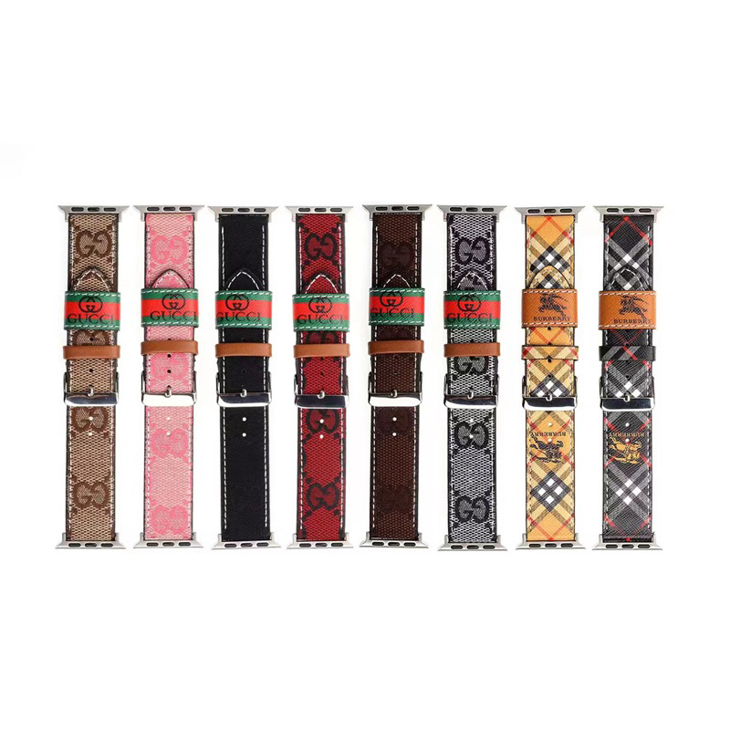 Burberry Gucci luxury Apple Watch Band knight Pattern Wrist Strap leather Iwatch Strap Series