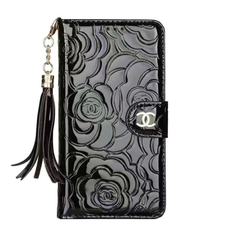 chanel iphone 14 pro max plus case notebook luxury leather strap logo cover