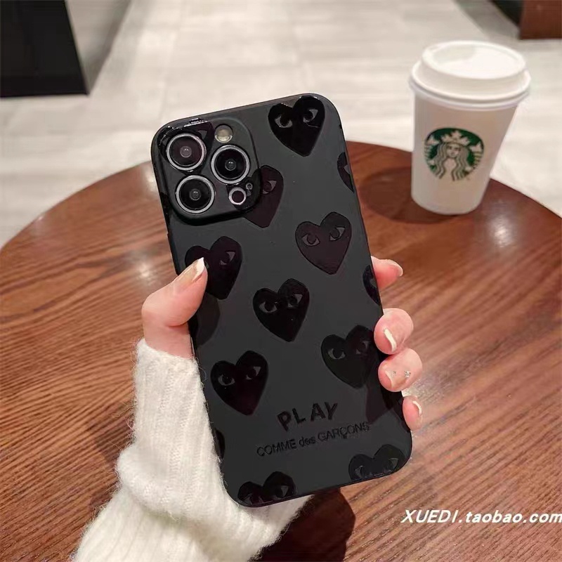 comme des garcons galaxy s23+ultra a54 14 pro max case luxury heart play logo cover