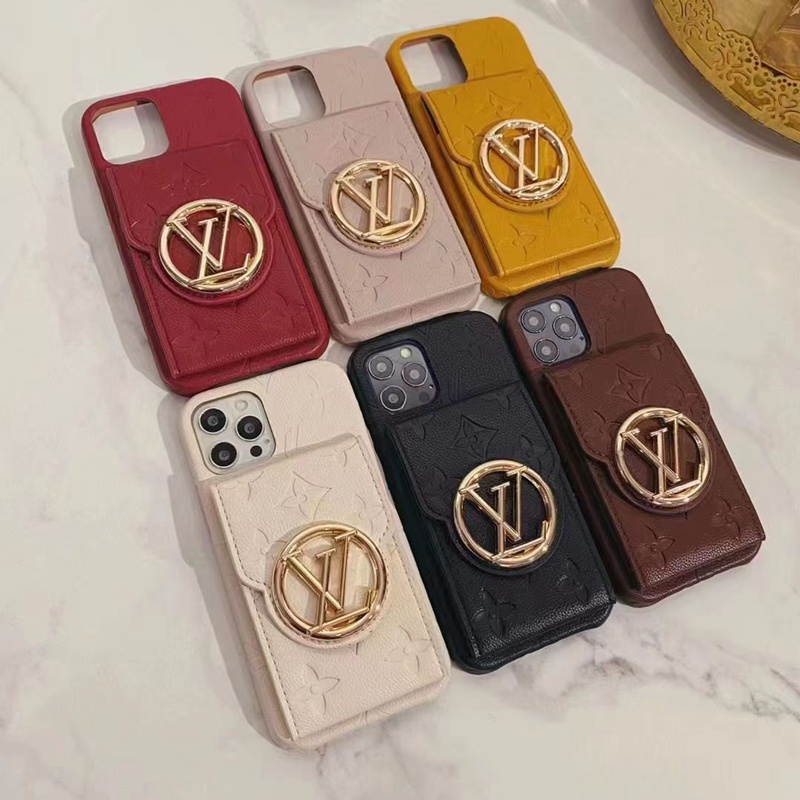 Louis Vuitton luxury leather stand card bag monogram iphone 14 pro max case