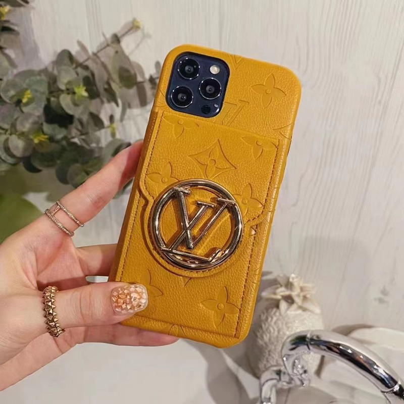 lv iphone 14 pro max plus case luxury leather stand card bag logo cover