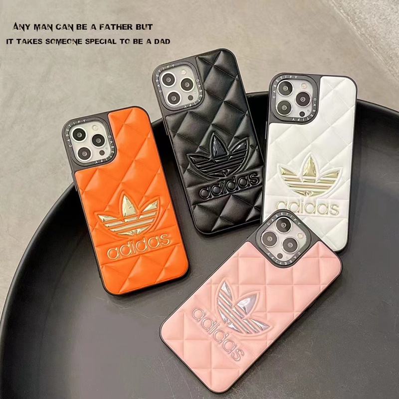 Adidas luxury Trefoil print leather soft iphone 14 pro max case sport cover