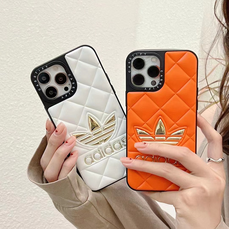 adidas iphone 14 pro max plus case luxury trefoil leather logo cover