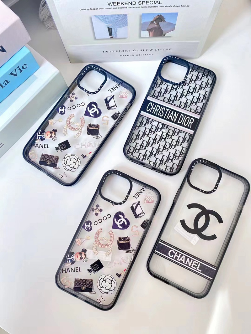 Chanel Dior luxury monogram clear bear cute case For iphone 14 Pro Max cover
