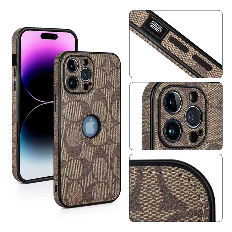 coach iphone 14 pro max plus case luxury carrage leather logo cover