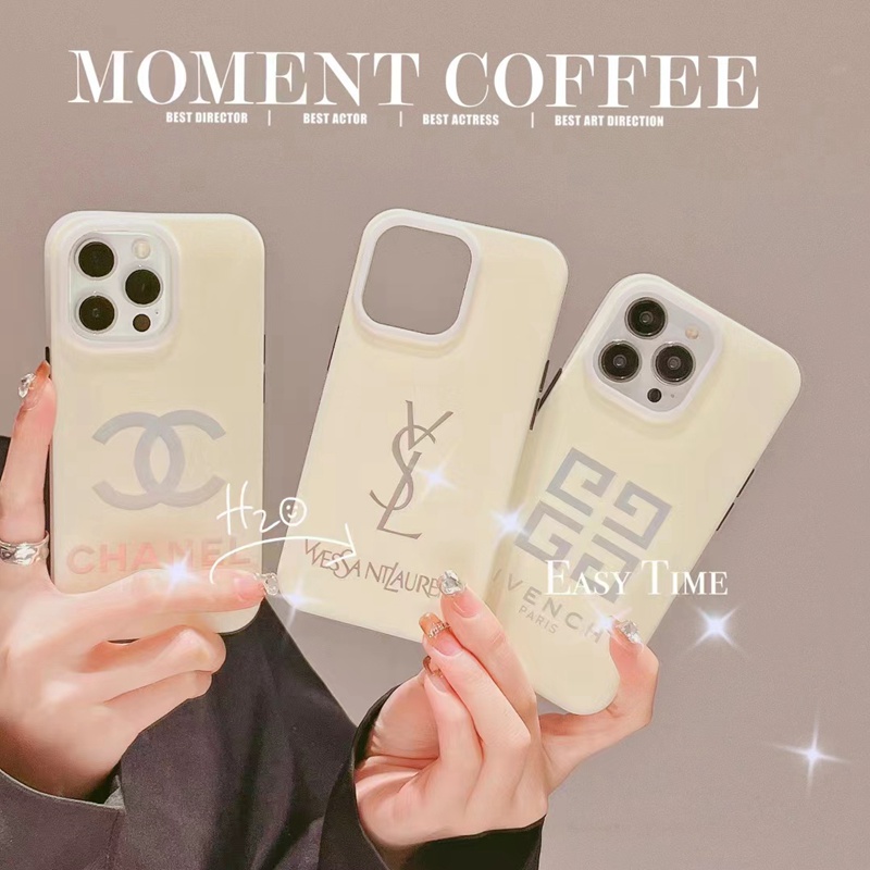 Chanel Dior YSL Givenchy luxury monogram white cute case For iphone 14 Pro Max 13 12 11 cover 
