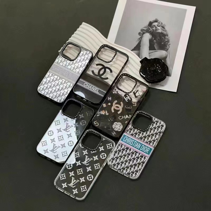 dior chanel lv iphone14pro max plus case luxury shine clear logo brand cover