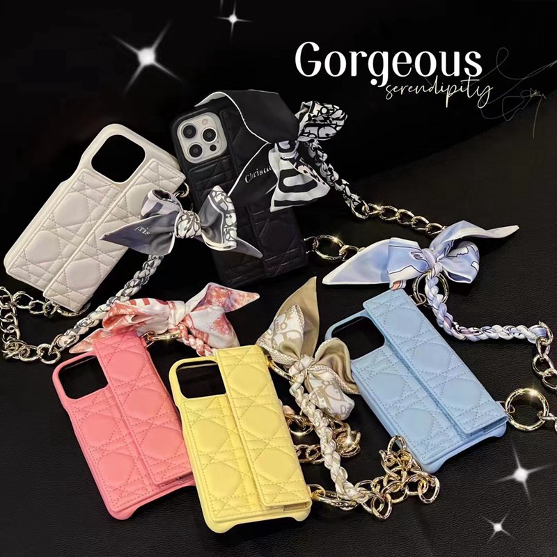 Dior luxury card bag leather chain ribbon monogram iPhone 15 pro max designer shell