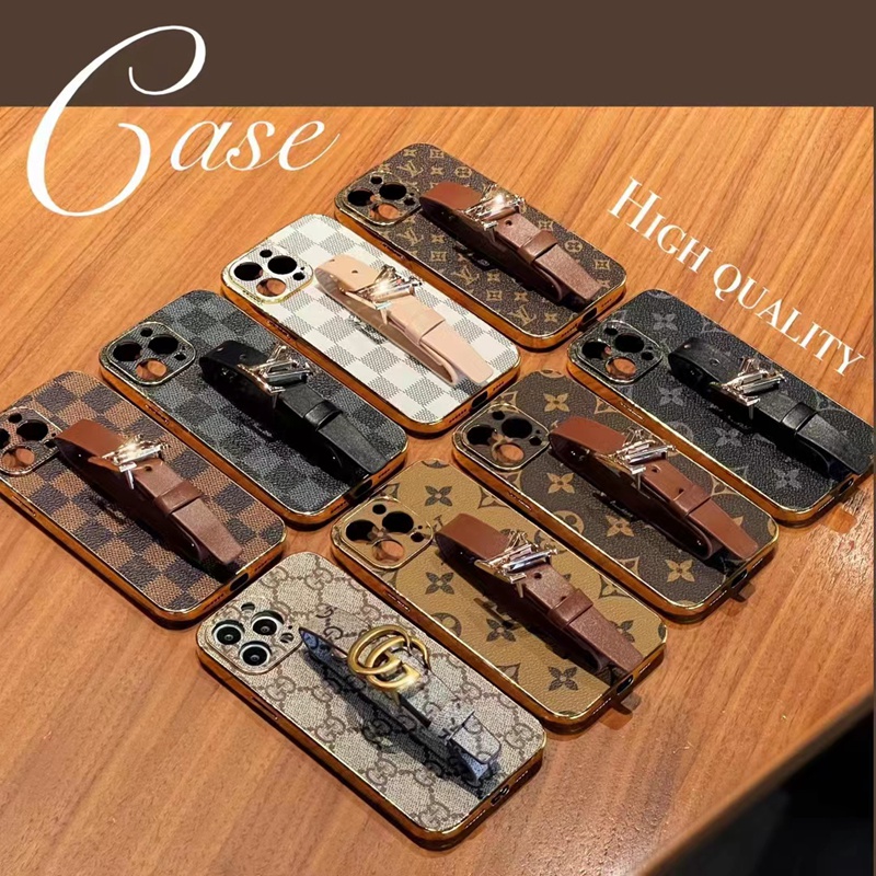 Louis Vuitton Gucci brand iphone 14 hand belt stand strap case monogram cover