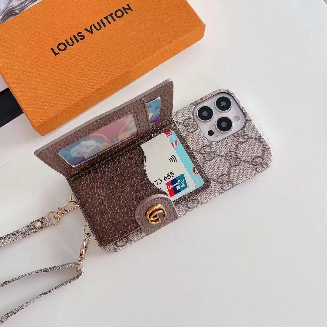 Louis Vuitton Gucci luxury card iPhone 14 pro max Case strap monogram a23 5g s22 bag leather