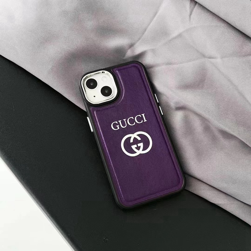 Gucci iphone 14plus/14pro max leather monogram case