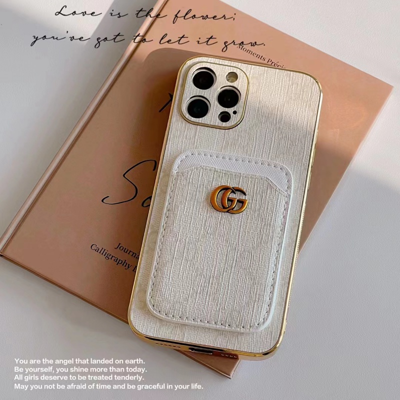 Gucci iphone 14plus/14pro max leather monogram case