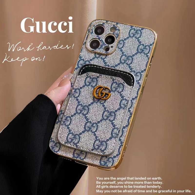 Gucci iphone 14plus/14pro max leather monogram case, by Rerecase