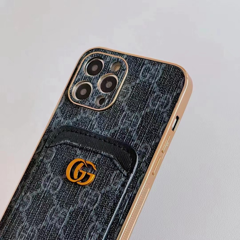 Gucci iphone 14plus/14pro max leather monogram case, by Rerecase