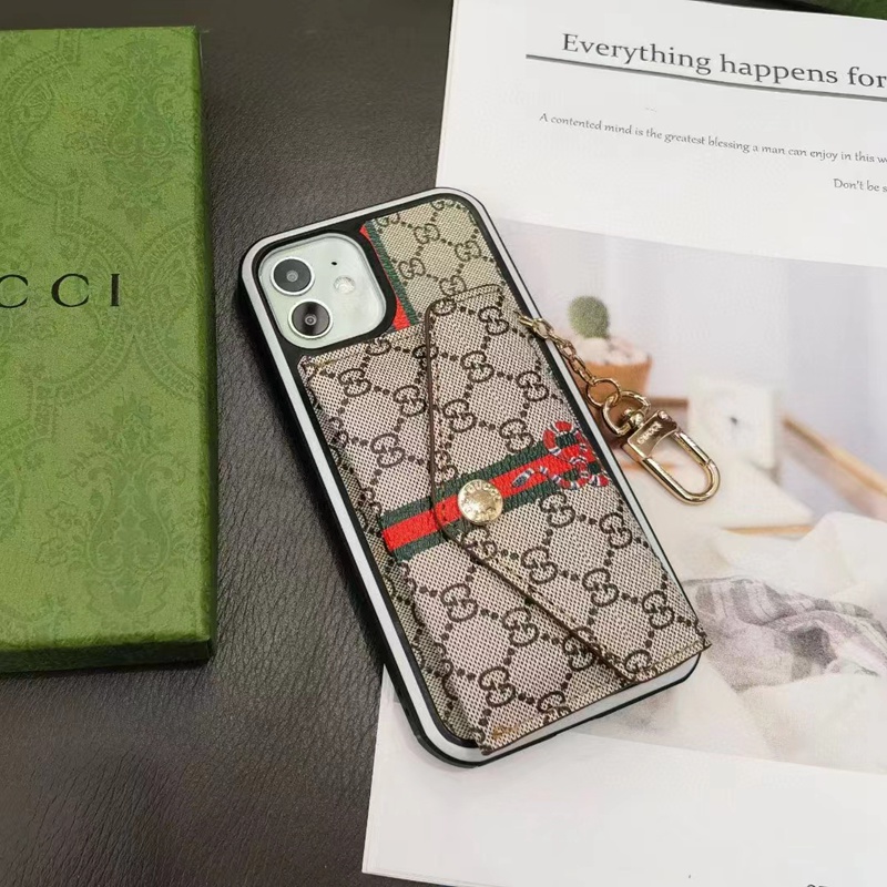 gucci iphone 14 pro max plus case luxury card leather chain disney bee snake logo cover
