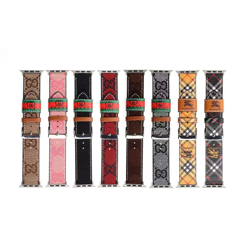 Burberry Gucci luxury Apple Watch Band knight Pattern Wrist Strap leather Iwatch Strap For Apple Watch Series 8 se2 ultra 7 49mm men women