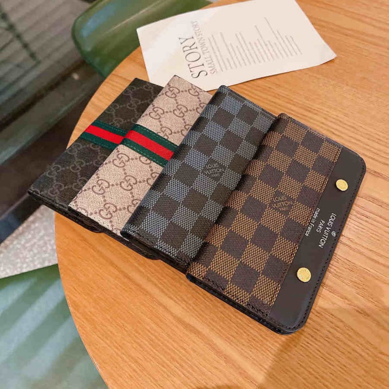 Gucci LV iphone14Pro Max14Plus case leather notebook luxury card pocket brand cover
