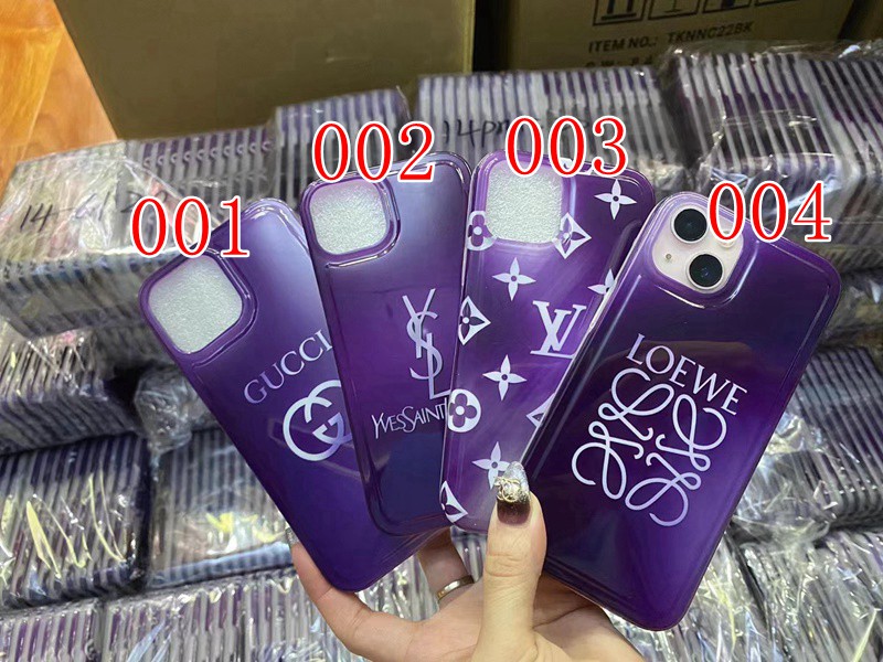 LV YSL Gucci Loewe iphone 15 Pro Max 15 plus case purple monogram shine  brand cover