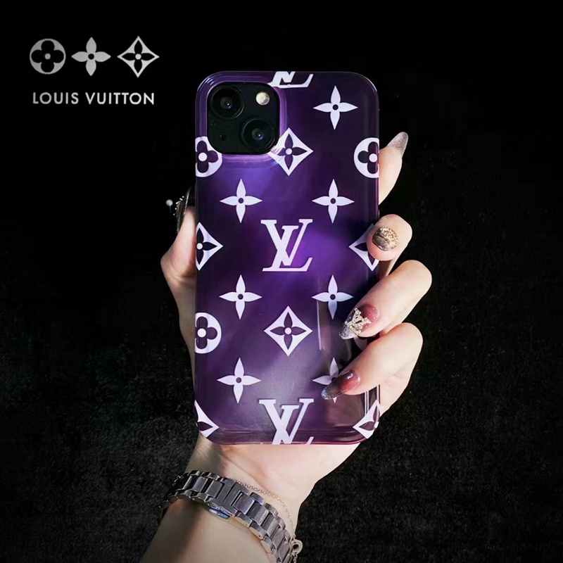 LV YSL Gucci Loewe iphone 15 Pro Max 15 plus case purple monogram shine  brand cover