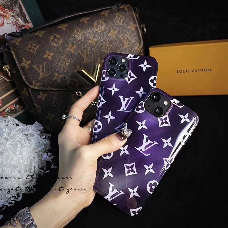 LV YSL Gucci Loewe iphone 15 Pro Max 15 plus case purple monogram shine  brand cover