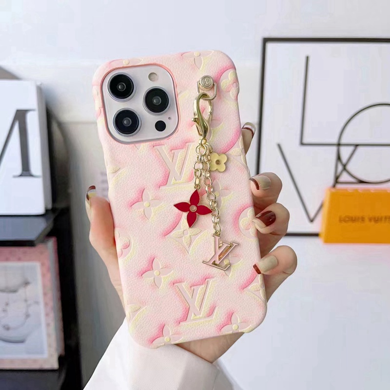 LV monogram iphone 14 Pro Max pattern metal chain luxury soft cover
