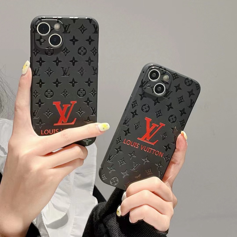 supreme lv iphone14pro max plus case luxury tpu red black logo cover 