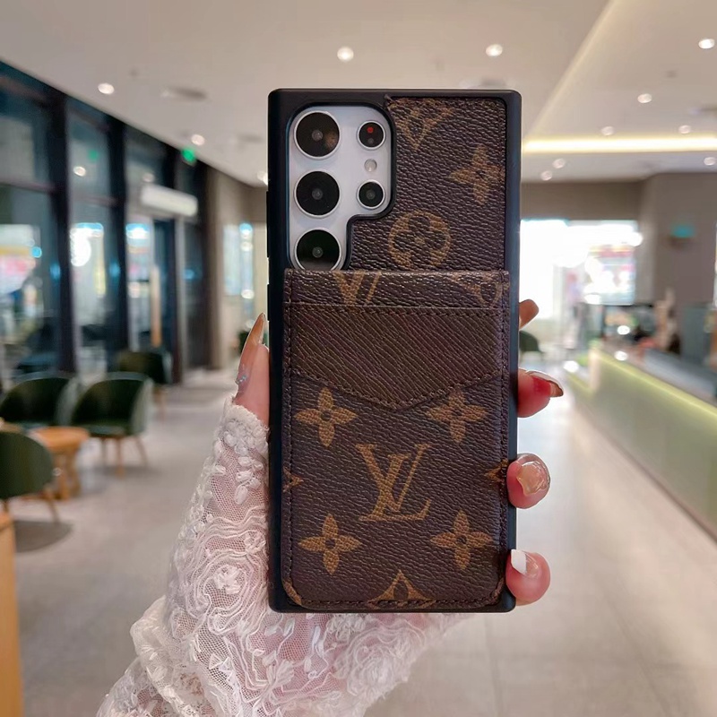 lv gucci galaxy s23+ultra case luxury wallet card leather bag logo cover