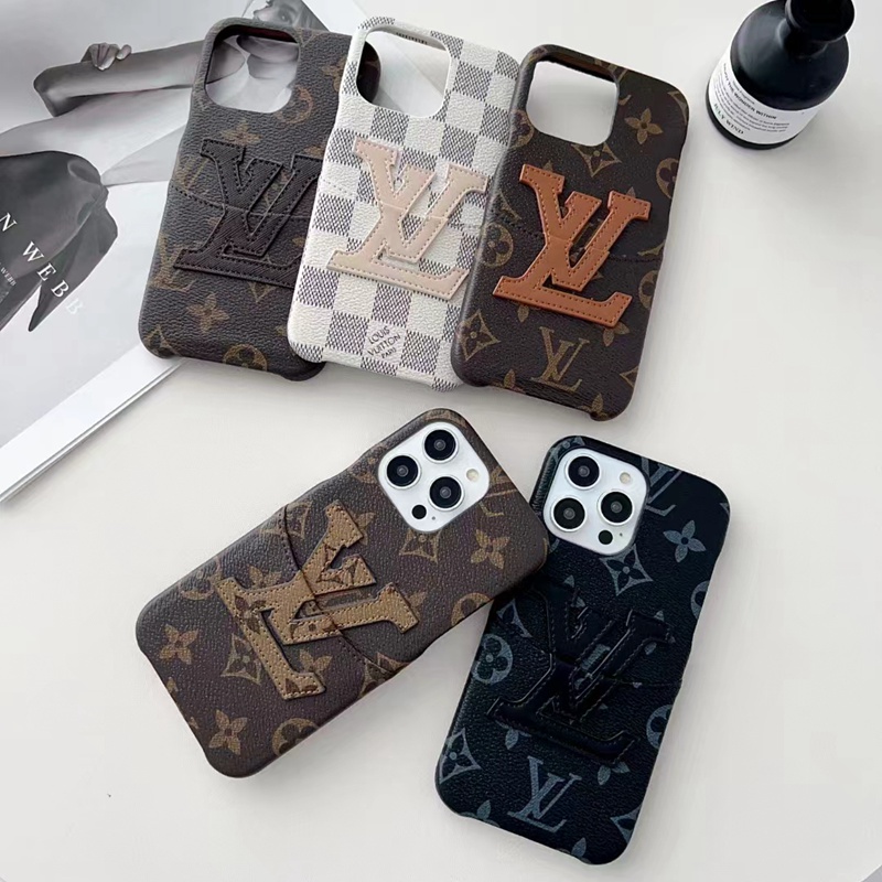 LV iPhone 14 pro max Plus case leather card monogram cover designer shell