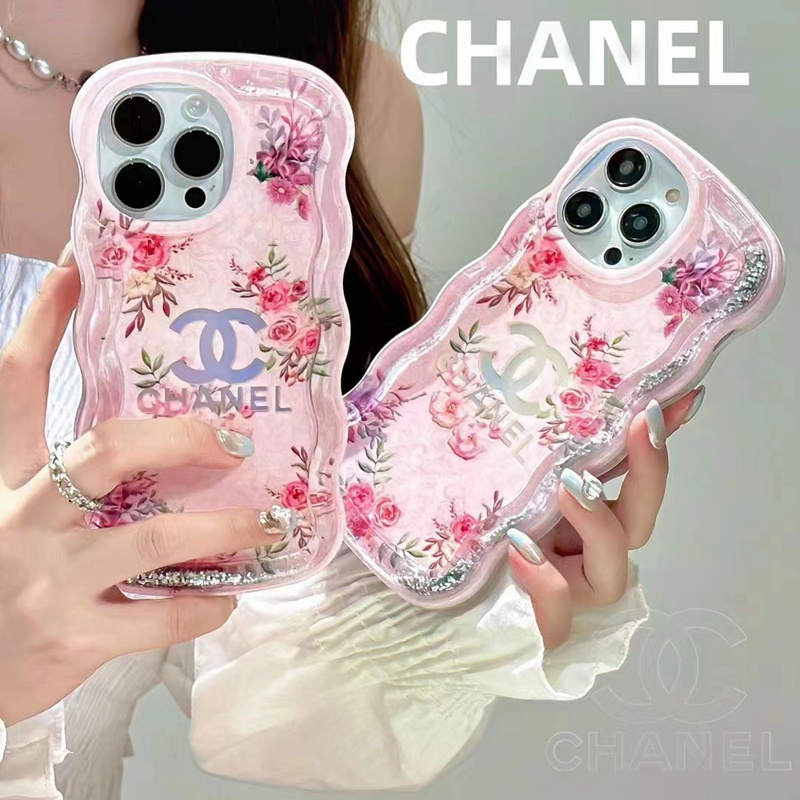 Chanel Louis Vuitton luxury clear flow shine monogram flower bowknot color iphone 15 case