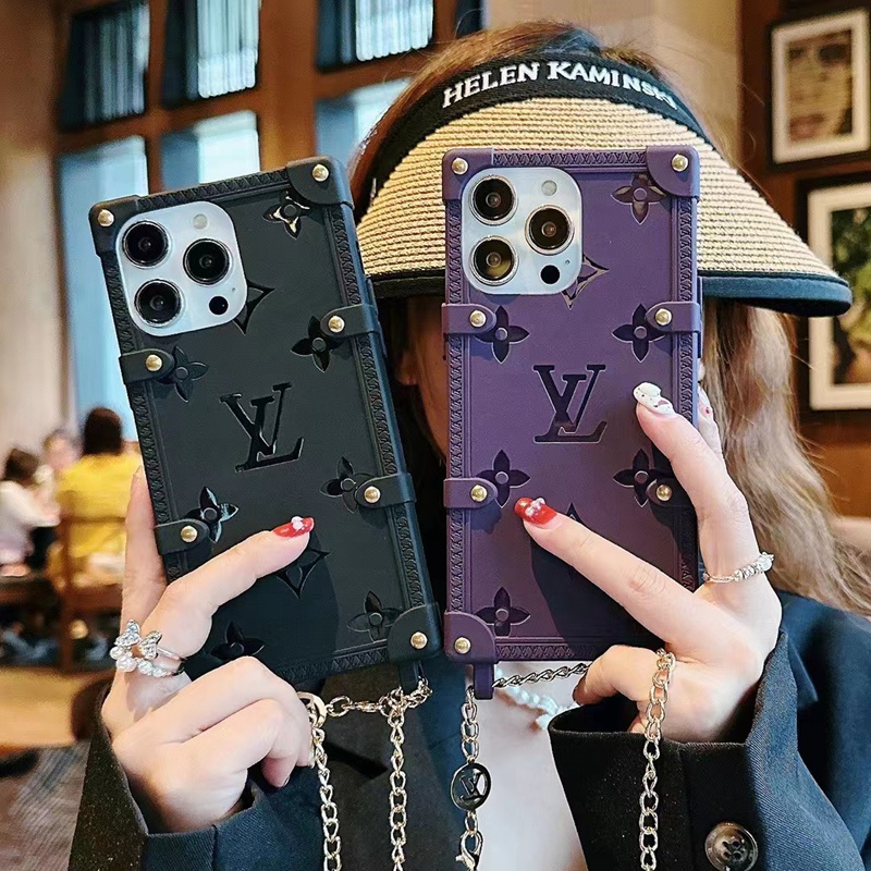 lv iphone 14 pro max plus case luxury trunk chain logo original luxury fake cover