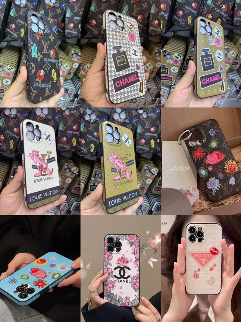 Chanel LV Prada luxury iPhone 15 pro max Case The Pink Panther Sesame Street Flower perfume print monogram