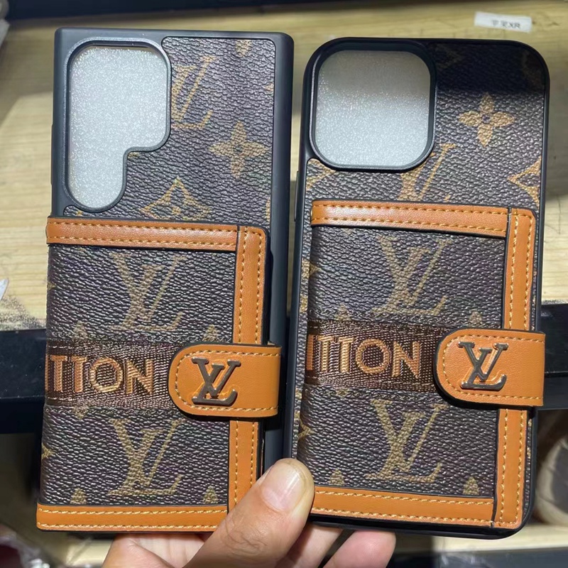 lv iphone15pro max plus ultra galaxy s23ultra case luxury wallet bag leather card logo cover