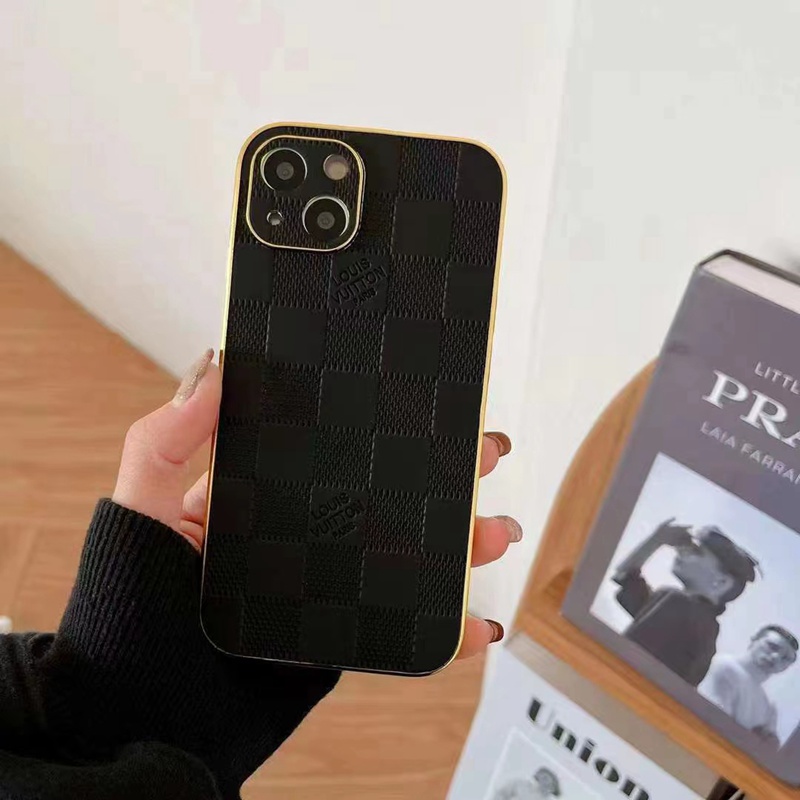 LV iphone 14  Plus Case brand logo leather luxury fashion cover