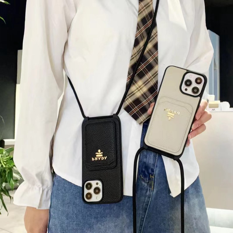 Prada iPhone13/14/15 Pro Max Wallet Flip CaseFashion Brand Full Cover