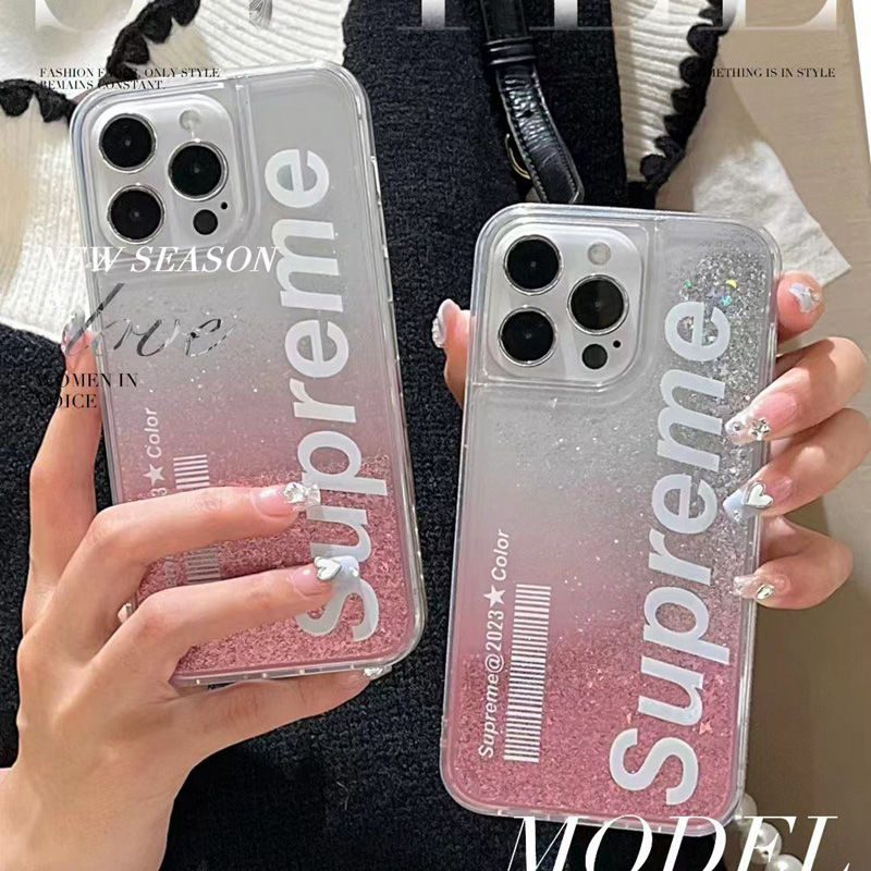 Supreme luxury iphone 15 pro max/15 plus case monogram clear flow shine cover for women ladies men