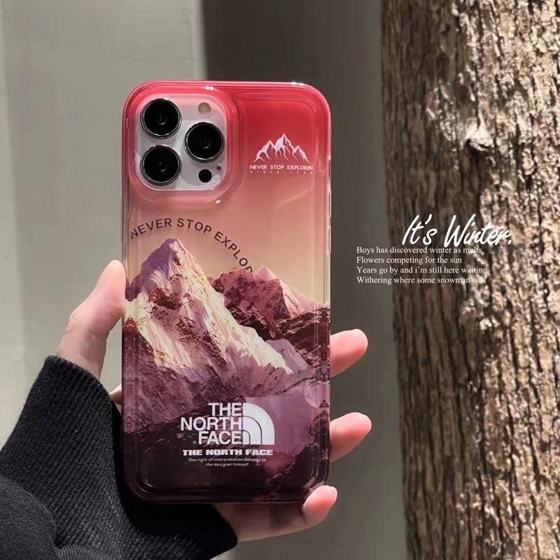the north face iphone 14 pro max plus case luxury snow mountain soft elegant logo cover