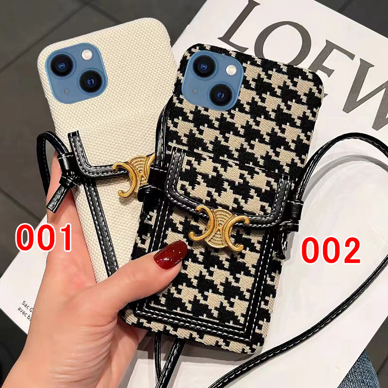 Celine luxury strap card bag leather monogram cute print brand iphone 15 Pro Max 15 Plus 15 ultra case galaxy s23 plus ultra + a54 5g note20 cover
