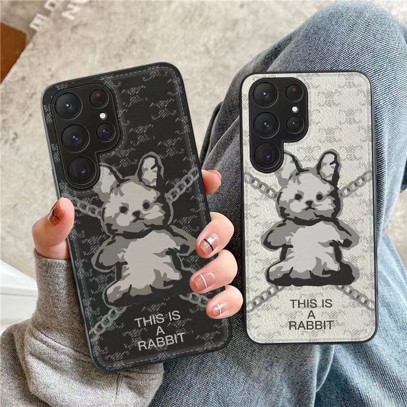 Celine luxury monogram cute rabbit case iphone 14 Pro Max Plus galaxy s23 + plus