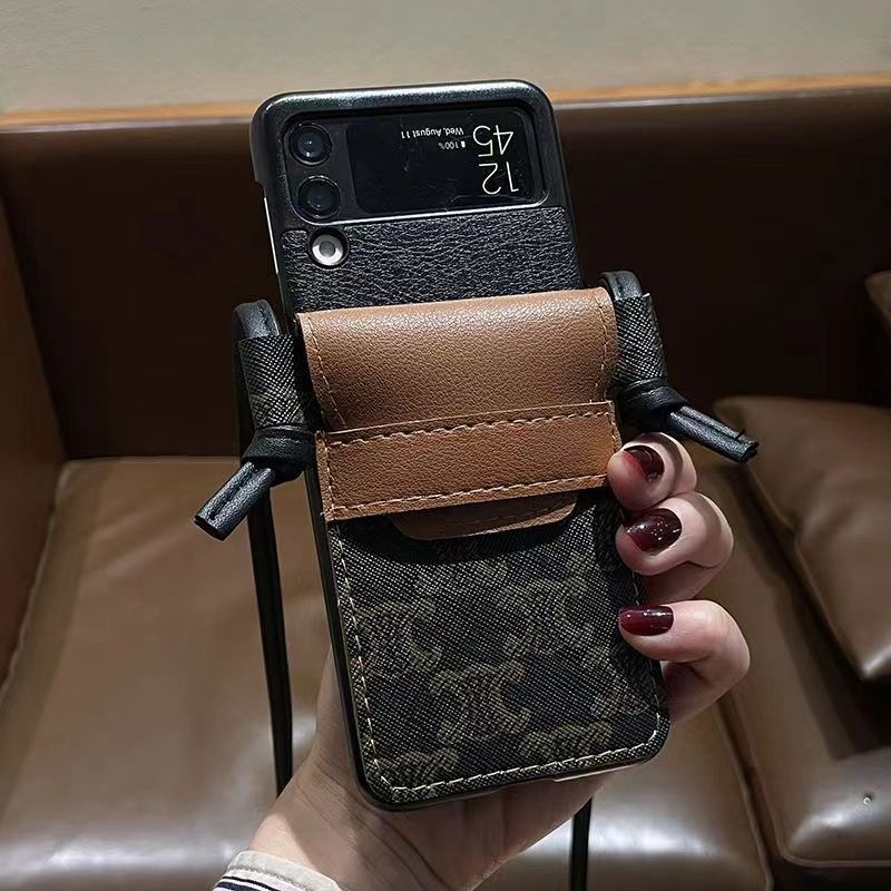 celine galaxy z filp 5 4 Case luxury strap leather logo Samsung Z protection cover