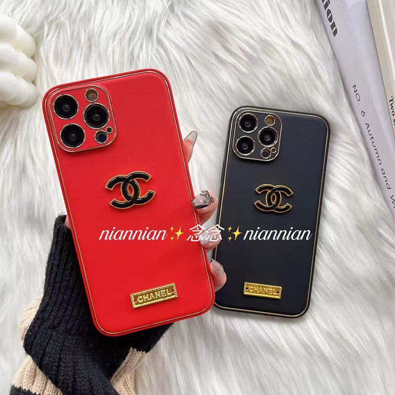 Chanel iPhone 14 pro max plus case leather metal 3D monogram luxury