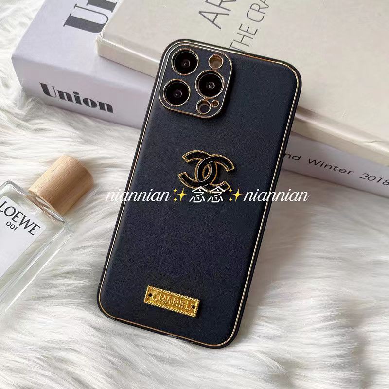 chanel iphone14pro max/14plus case luxury 3d logo metal women cover