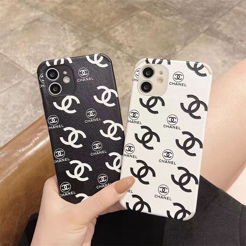 Chanel luxury monogram protection cute black white case iphone 14 Pro Max cover 
