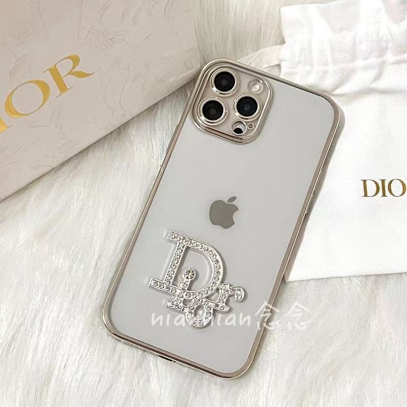 Dior luxury clear silicon shine monogram iphone 14 pro max plus case 13 12 11 mini cover
