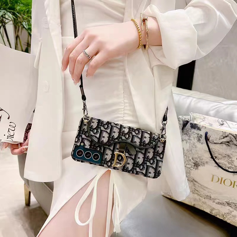 Dior luxury galaxy s23 plus ultra s22 s21 note20 case monogram bag card strap