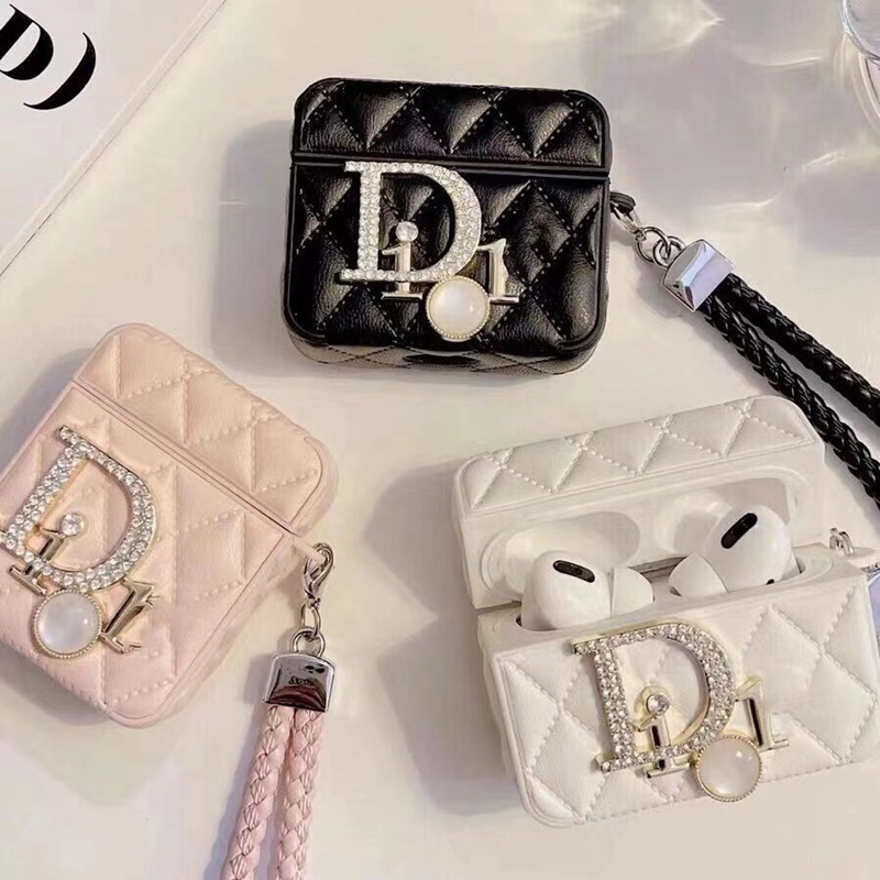 dior airpods pro 2/3 case luxury strap bag leather logo Protective Finger Hanger cover