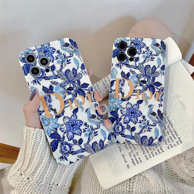 Dior luxury iphone 14 pro max case monogram bird plant print cover