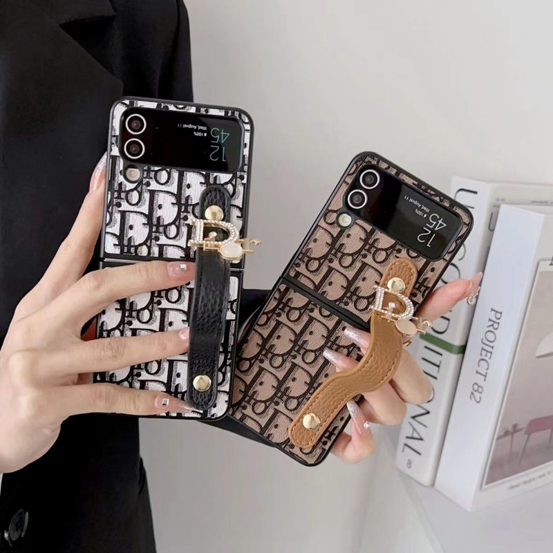 Dior luxury galaxy z flip 5 4 Case leather handbend monogram shookproof protection stylish case Samsung cover