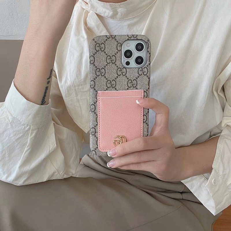 Gucci luxury leather iphone 14 Pro Max card monogram elegant bag GG case