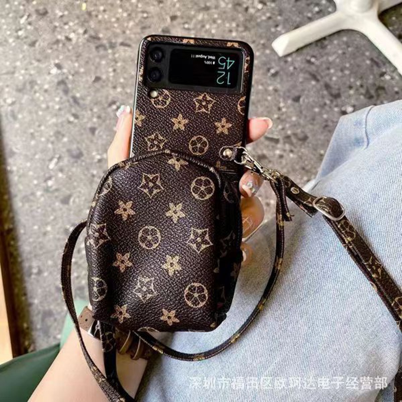 Gucci LV luxury galaxy z flip 4 5g 3 Case leather strap bag monogram shookproof stylish case