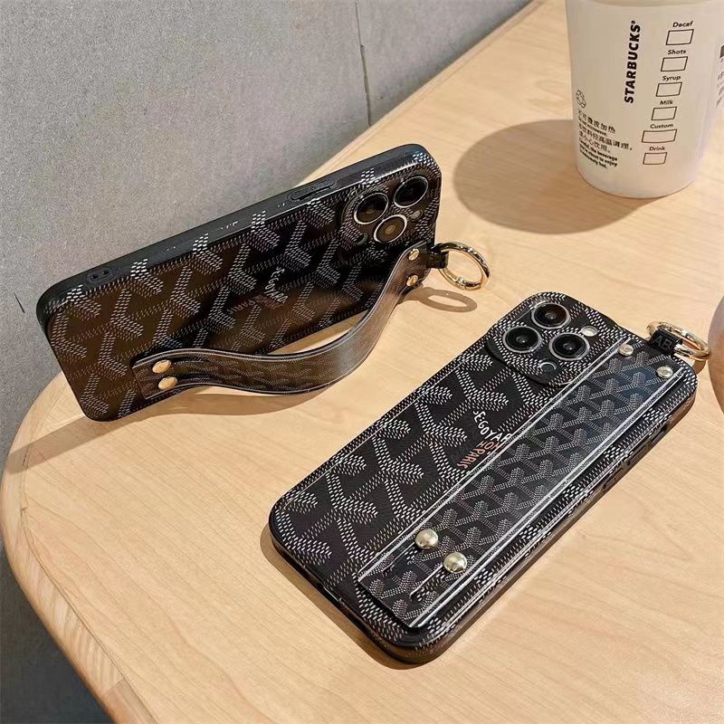 goyard iphone 14 pro max plus case luxury band stand ring strap logo cover